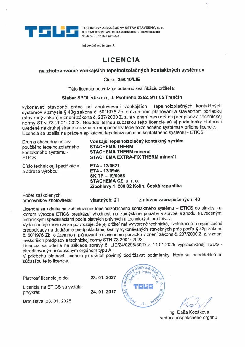 Licencia, náhľad dokumentu